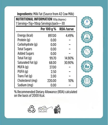 Savaana Organics A2 Gir Cow Ghee 1000 ml – Pure Bilona Method Grassfed Desi Ghee | Nutrient-Rich, Aromatic & Healthy Traditional Cow Ghee in Glass Jar | Combo Pack