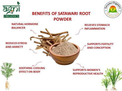 Savaana Organics Shatavari (Satawar) Powder |Pure & Natural | Women’s Wellness & Hormonal Balance | Ayurvedic Herbal Supplement for Vitality, Strength & Reproductive Health – 200g